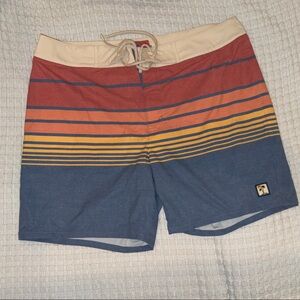Marine Layer Red, Orange, and Blue Board Shorts